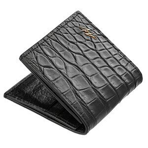 Luxury Alligator Leather Wallet – Handmade Slim Minimalist Matte Black Wallet